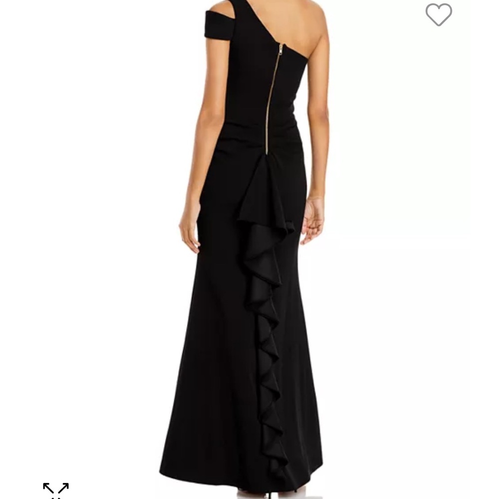 One-Shoulder Ruffled Navy Gown - Picture 4 of 4
